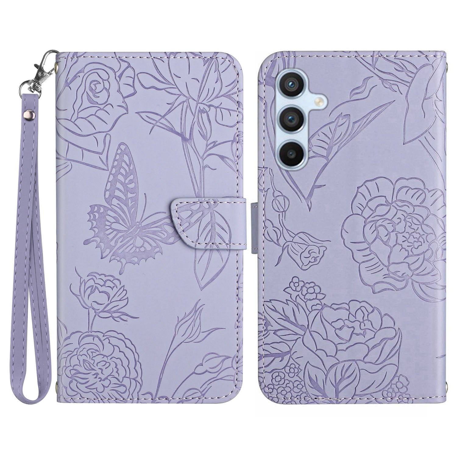 HT03 Anti-fall Phone Case For Samsung Galaxy A24 4G Imprinted Butterfly Flowers Flip Leather Cover Stand HT03 Anti-fall Phone Case For Samsung Galaxy A24 4G Imprinted Butterfly Flowers Flip Leather Cover Stand